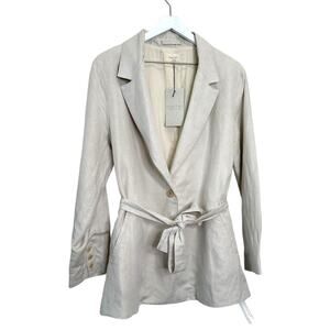 NWT Poetry Pearl Linen Belted Blazer – Natural Beige Size 10